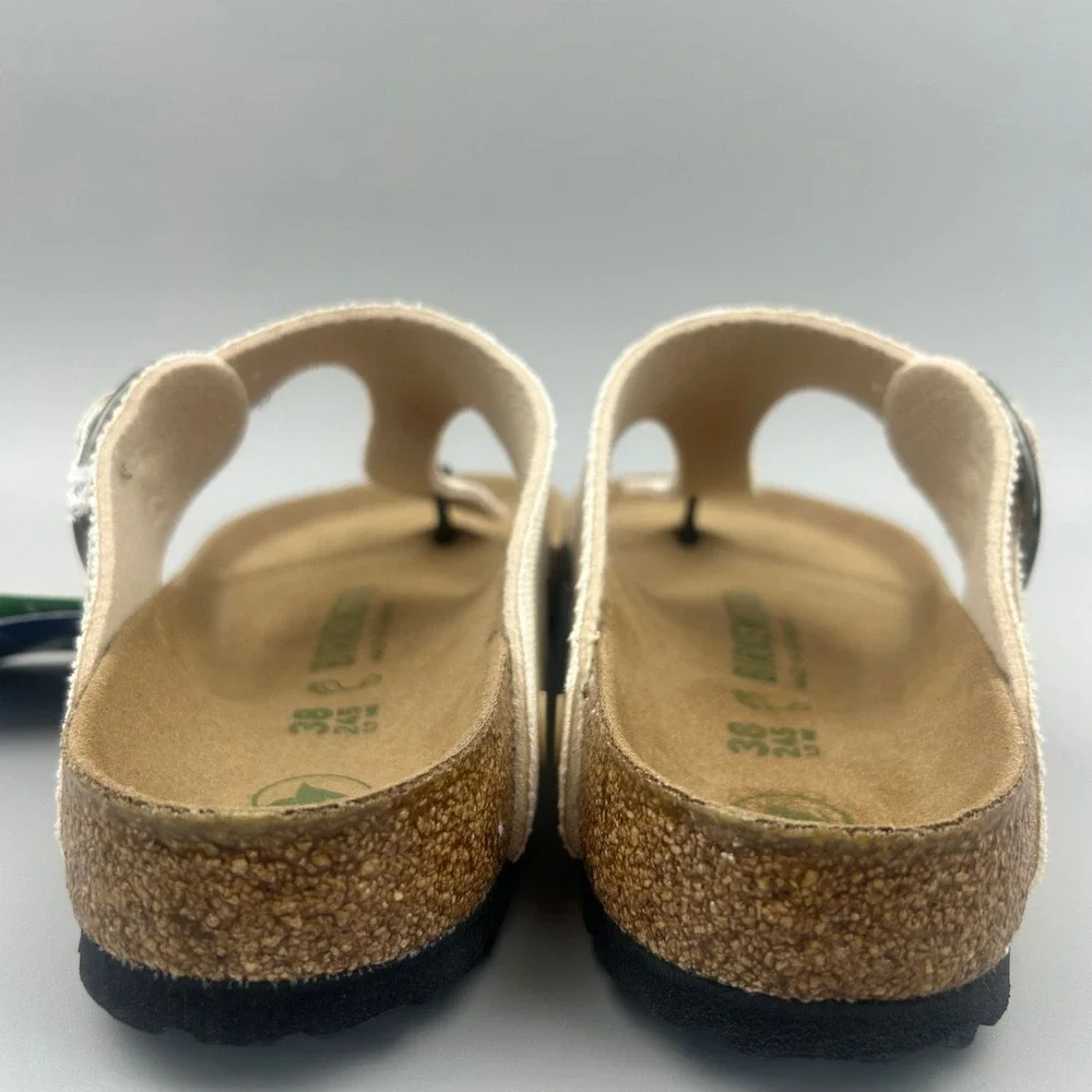 Birkenstock Gizeh Women Size 7 Off White Vegan Canvas Thong Buckle Sandals NEW - Picture 4 of 6